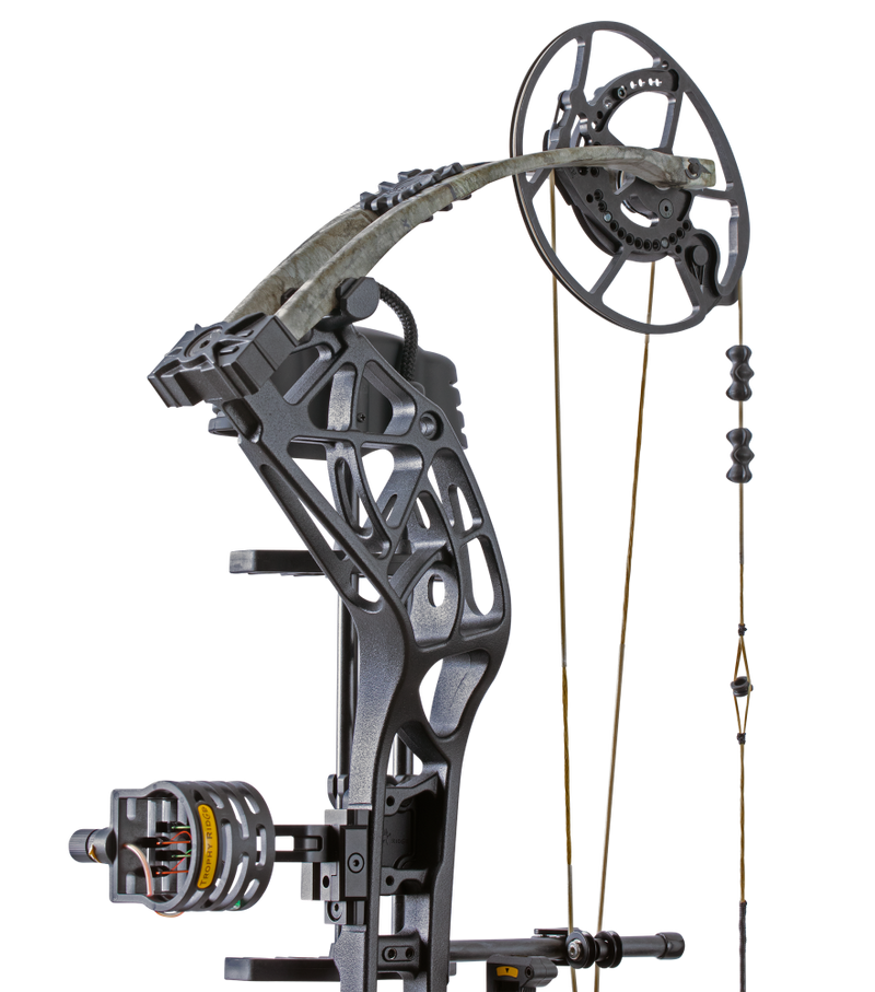 Close up of new roller cable guard system matched with the proven EKO cam system for an unrivaled draw cycle on the Whitetail INT RTH.