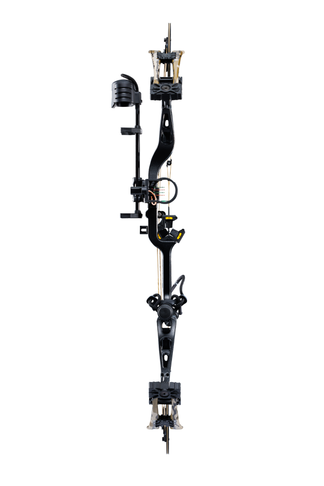 Front view Bear Whitetail INT RTH with EKO cams in color Mossy Oak Bottomland.