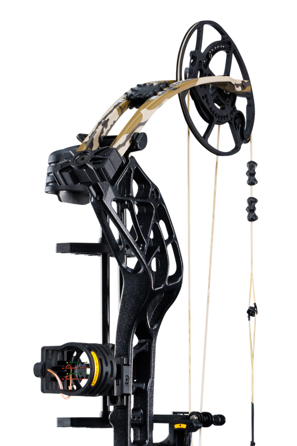 Close up of new roller cable guard system matched with the proven EKO cam system for an unrivaled draw cycle on the Whitetail INT RTH.