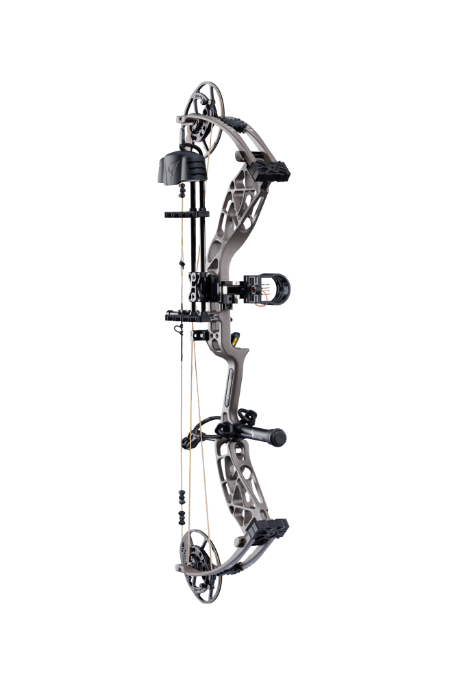 Side view of Bear Archery Whitetail INT RTH compound hunting bow with 90% let off, highlighting its modern lightweight frame.