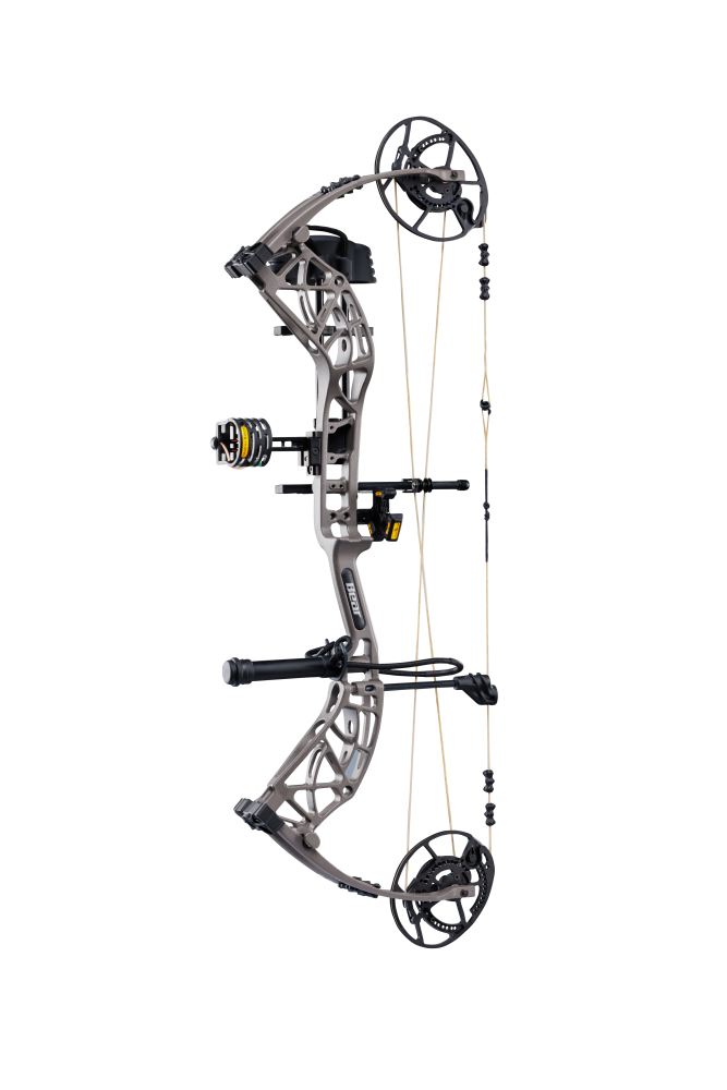 Side view of Bear Archery Whitetail INT RTH compound hunting bow with 90% let off, highlighting its modern lightweight frame.