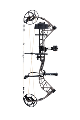 Bear Archery Whitetail INT RTH Compound Bow for bowhunting displayed against a transparent background, emphasizing its professional build, Trophy Ridge accessories and Stone color.