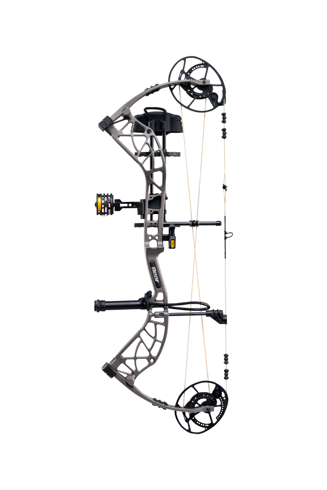Bear Archery Whitetail INT RTH compound hunting bow for bowhunting displayed against a transparent background, emphasizing its professional build quality and Stone color option.