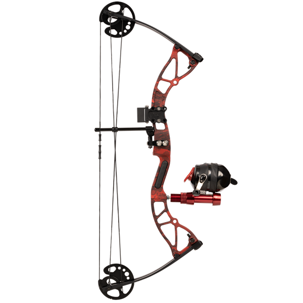 Cajun Bowfishing Arrow Caddy, bowfishing arrow holder, displayed on a Cajun Bowfishing bow. 