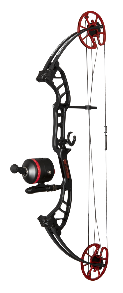 Cajun Bowfishing Shore Runner EVS Bowfishing Bow Setup - Black and Red Fishing Bow and Arrow