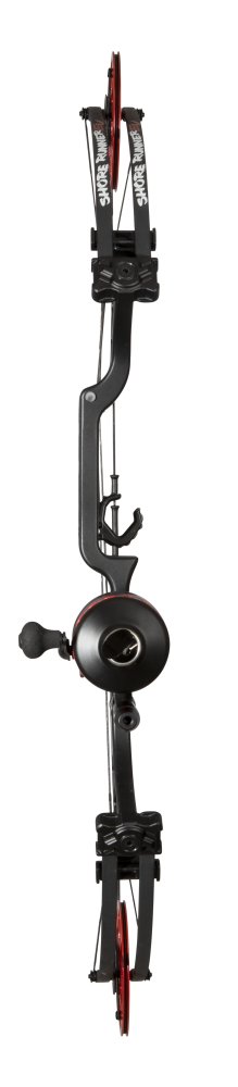 Cajun Bowfishing Shore Runner EVS Bowfishing Bow Setup - Black and Red Fishing Bow and Arrow with Piranha Point, Arrow Rest, equipped with Spin Doctor reel, and Reel Seat