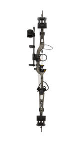 Front view of the Bear Archery Paradigm hunting bow with a 33” axel-to-axel and a sleek modern finish in color True Timber Strata.