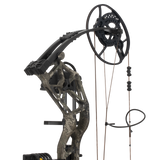 Close up of the Bear Archery Paradigm hunting bow limbs and DHC cam system.