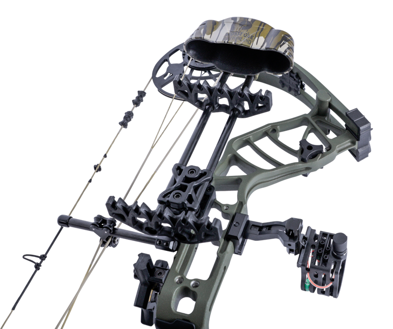 Trophy Ridge 5 Spot Compound Bow Quiver in Mossy Oak Bottomland has a quick detach mounting bracket.
