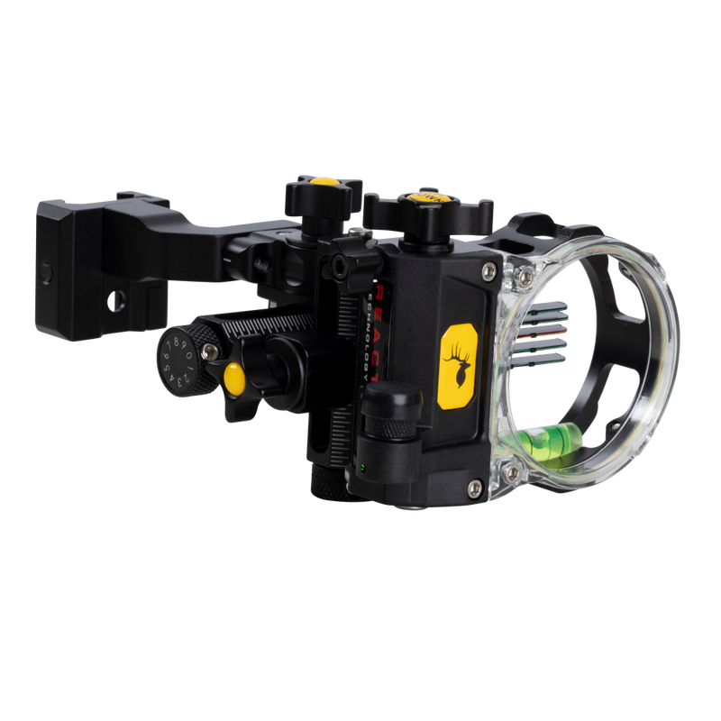 Designed to withstand rigorous hunting conditions Trophy Ridge React Pro 5 Pin Bow Sight with Integrated Mounting System