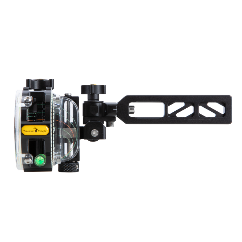 Automatic pin elevation adjustments for accurate pin calibration - Trophy Ridge React Pro 5 Bow Sight with Mathews Bridge Lock