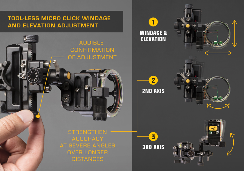 Adjust the brightness to suit any shooting condition with the rheostat light on the React Trio, a 3-Pin Digital Bow Sight from Trophy Ridge.