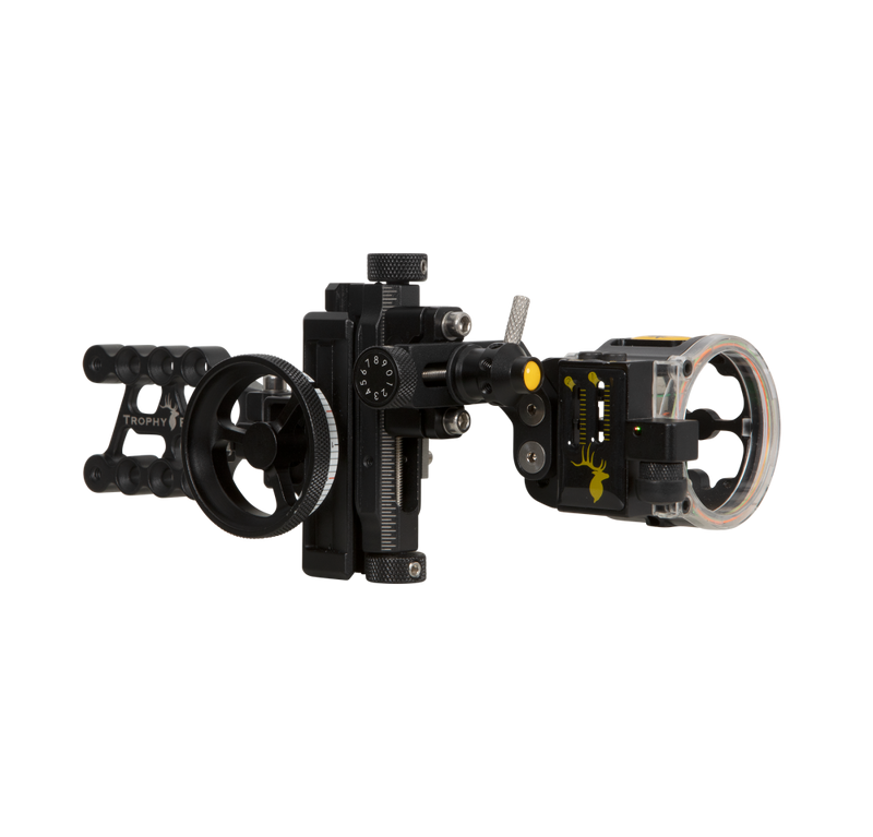 Adapt to various lighting conditions using the adaptable click light feature Trophy Ridge SWFT 3 Pin Bow Sight