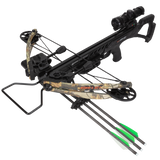 Full image Bear X Konflict 405 Crossbow package in color God's Country after being shot. Bear Crossbows for Hunting - crossbow on sale